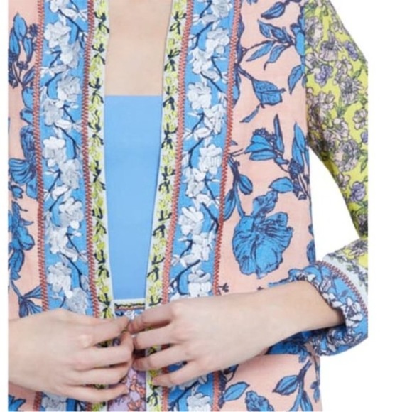 NWT Alice + Olivia Simpson Floral Embroidered Linen Long Blazer Jacket 8 - Picture 5 of 11